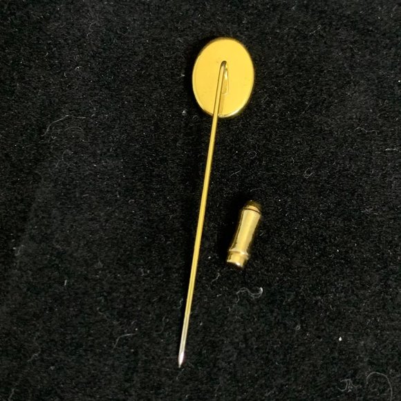 Vintage Gold Tone Hand Painted Covered Bridge Stick Pin Signed Mae (2156) - Picture 6 of 7